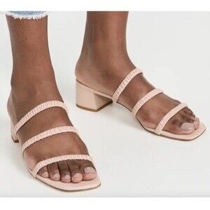 Reformation Assunta Strappy Block Heels Sandals Leather Triple Strap Womens 10